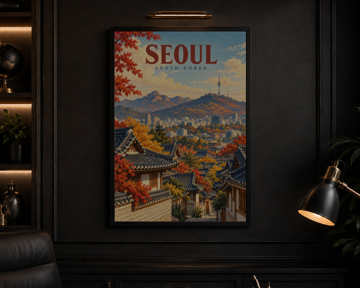 Seoul Autumn Skyline – Seoul South Korea Travel Poster