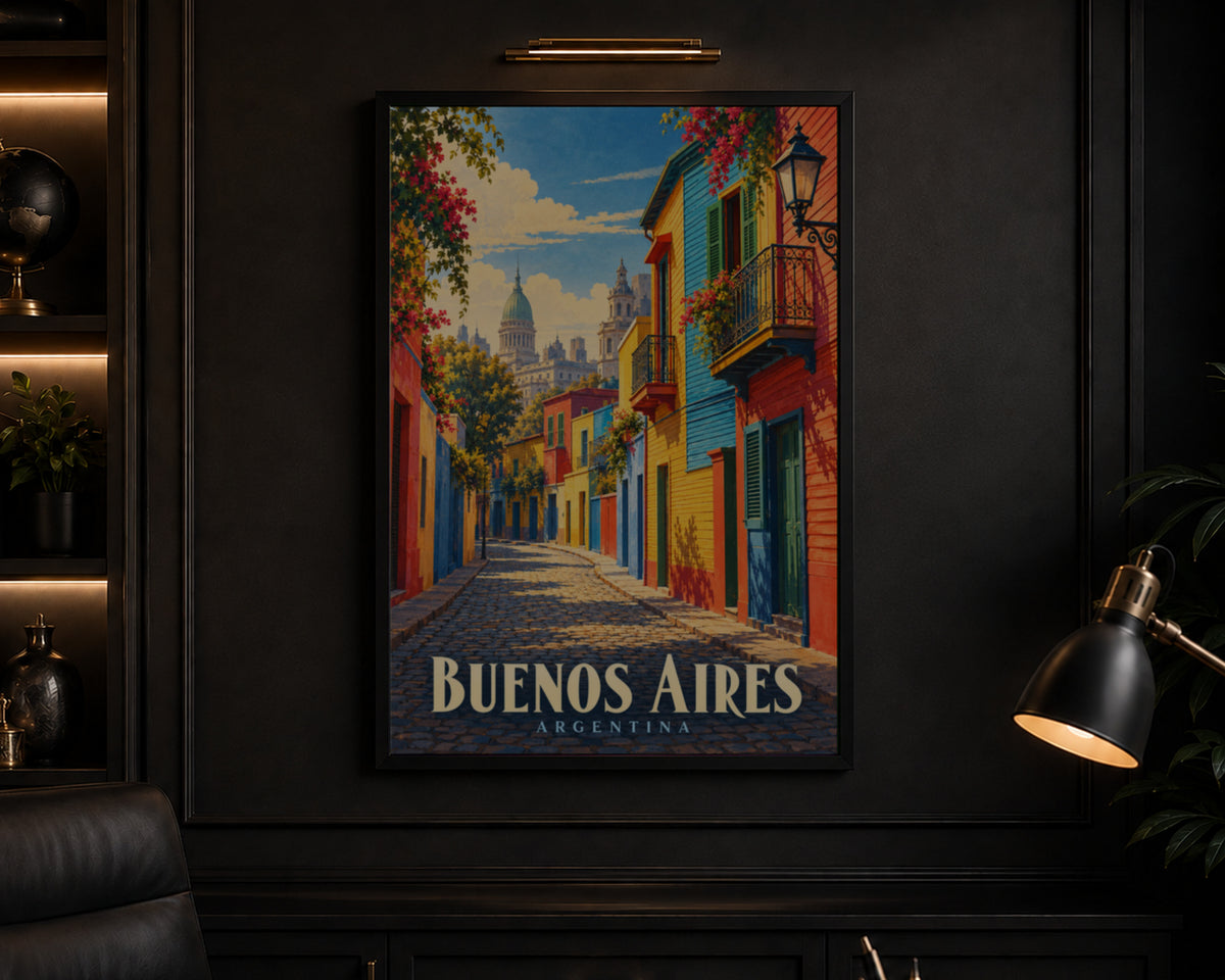 Buenos Aires Colorful Street – Travel Postcard Art Print