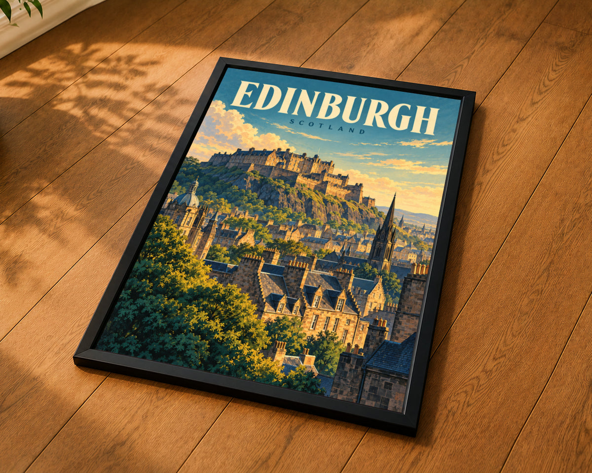 Edinburgh Skyline – Retro Travel Poster Art Print