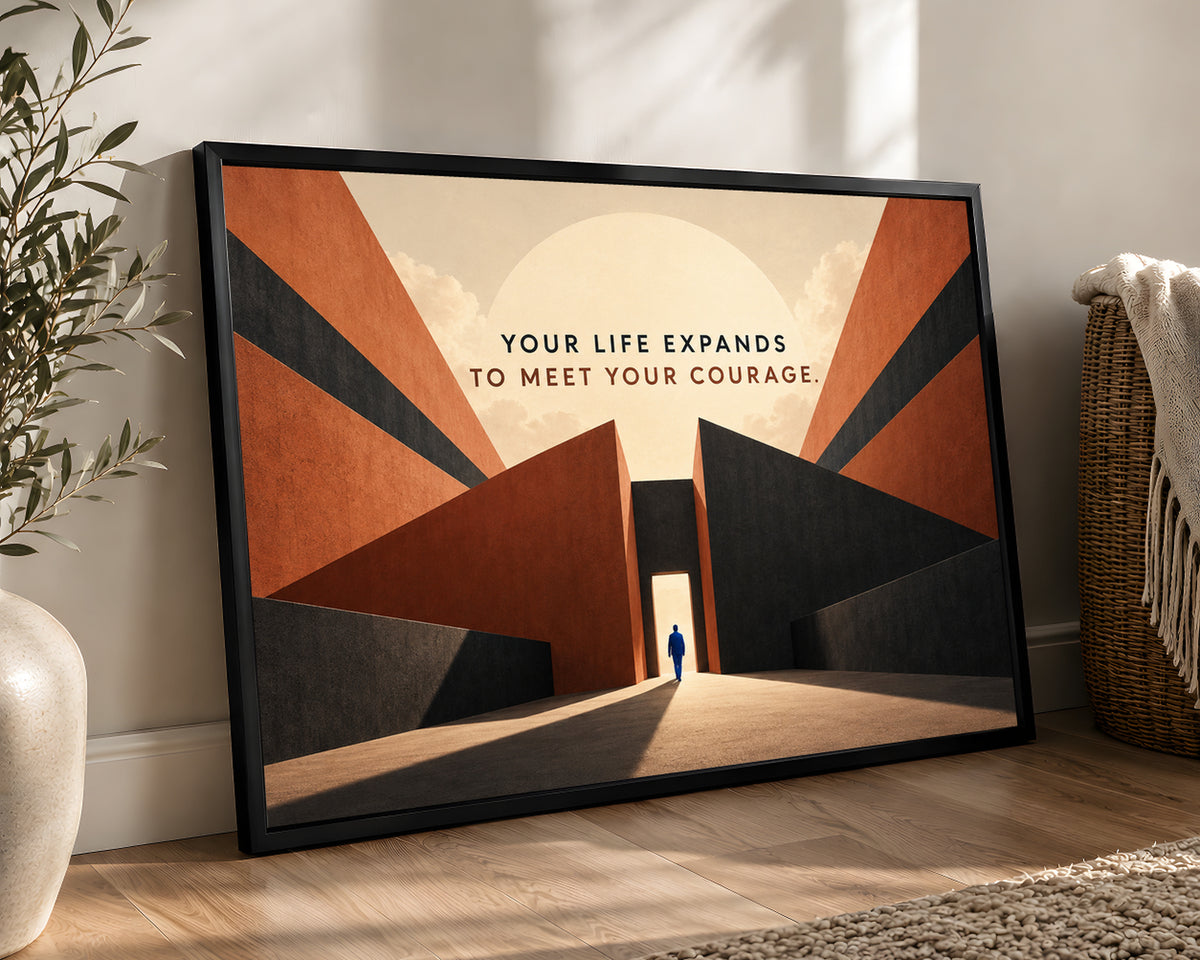 Courage Through the Gate – Motivational Minimalist Art Print
