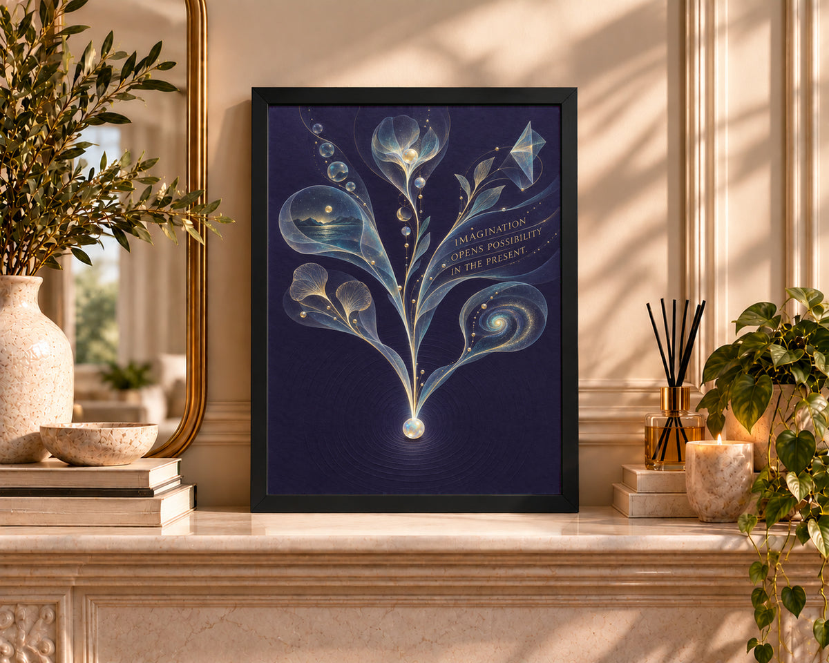 Imagination Opens Possibility – Celestial Floral Art Print