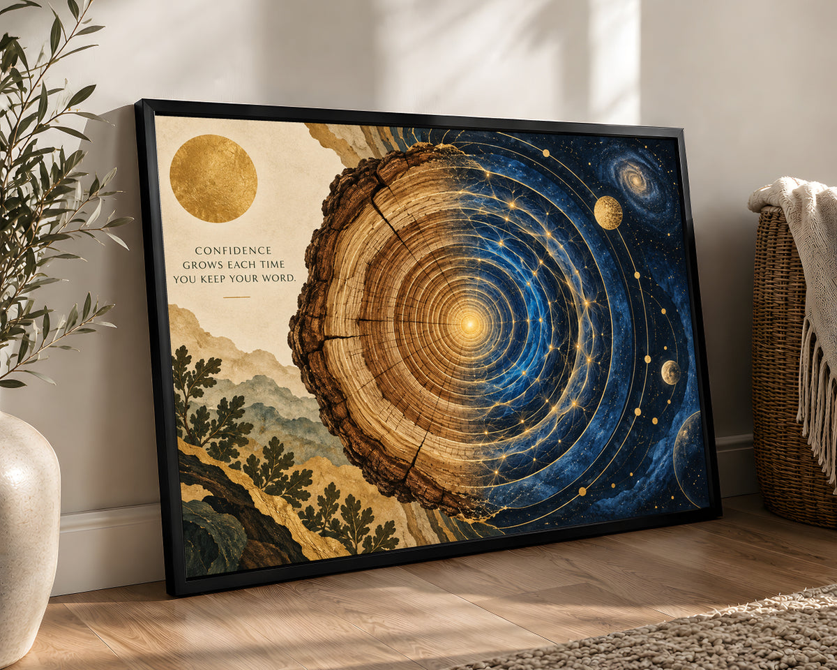 Confidence Growth Cosmic Tree Rings – Motivational Art Poster