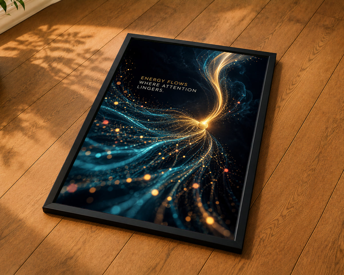 Energy Flows Where Attention Lingers – Abstract Light Swirl Art Print