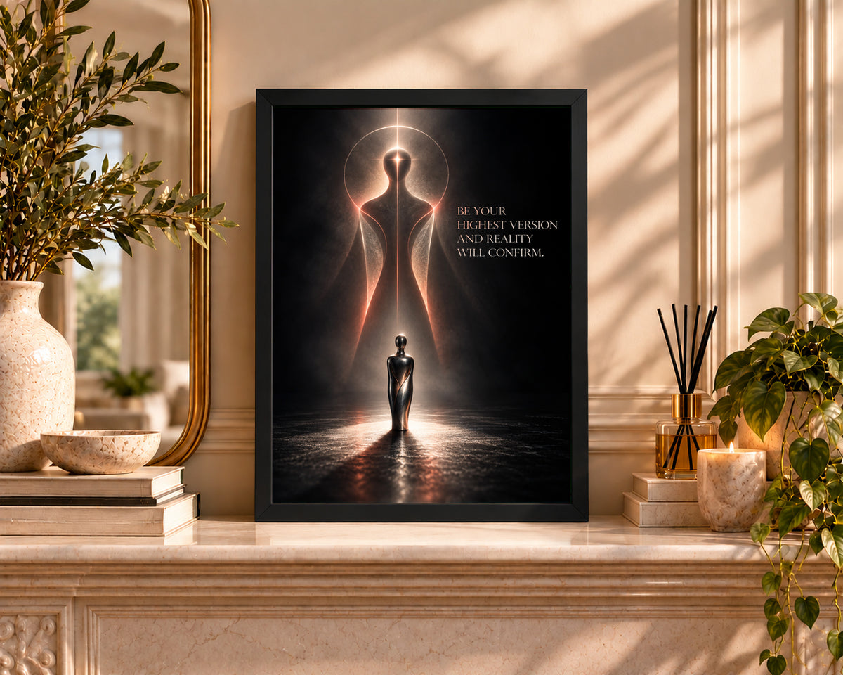 Radiant Figure and Visionary Quote – Self-Improvement Abstract Poster