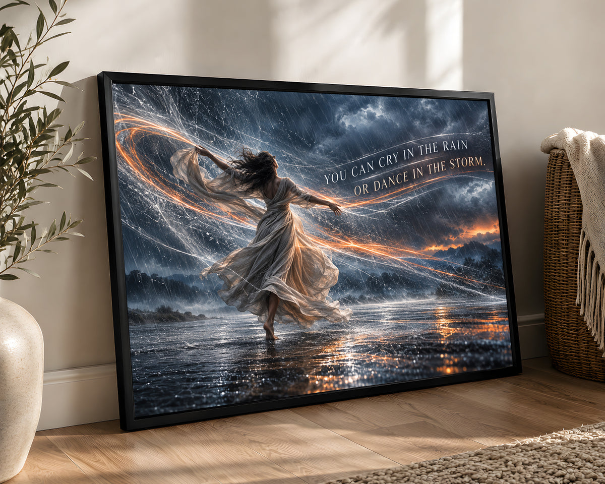 Dance in the Storm – Resilience Rain Quote Wall Art