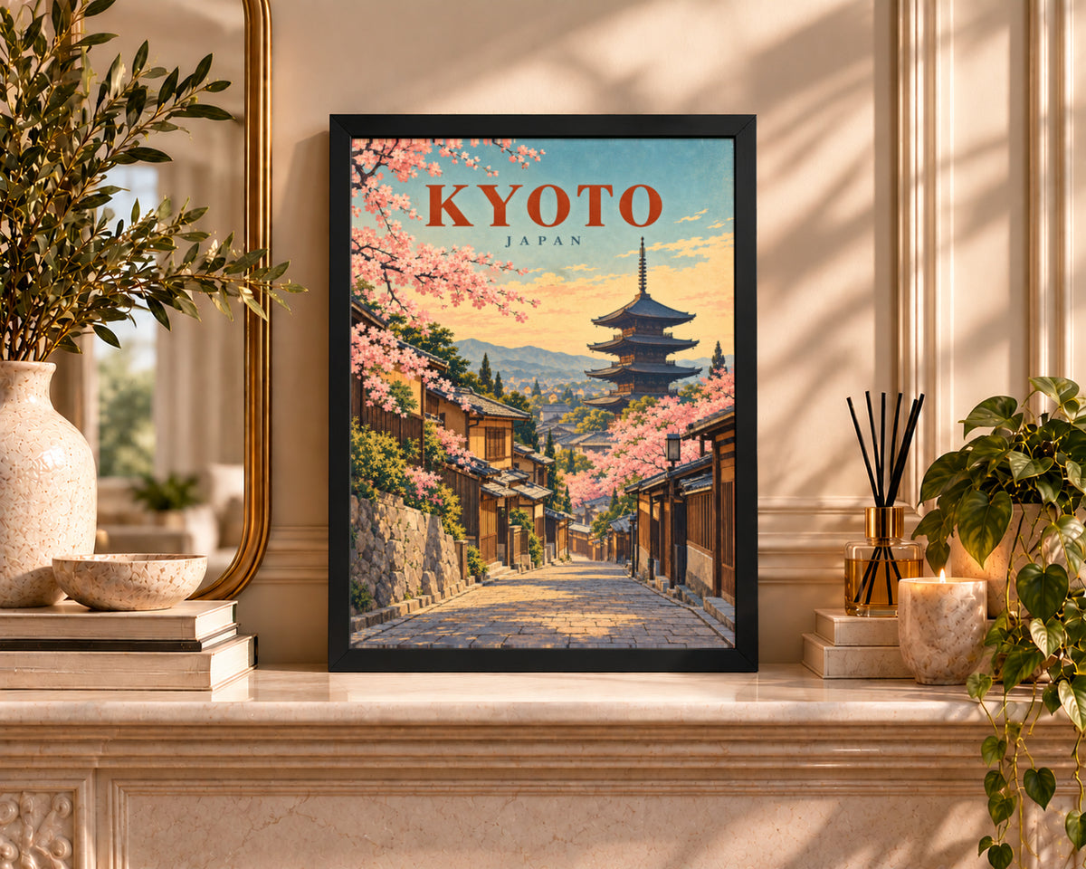Kyoto Cherry Blossom Street – Japan Travel Poster Wall Art