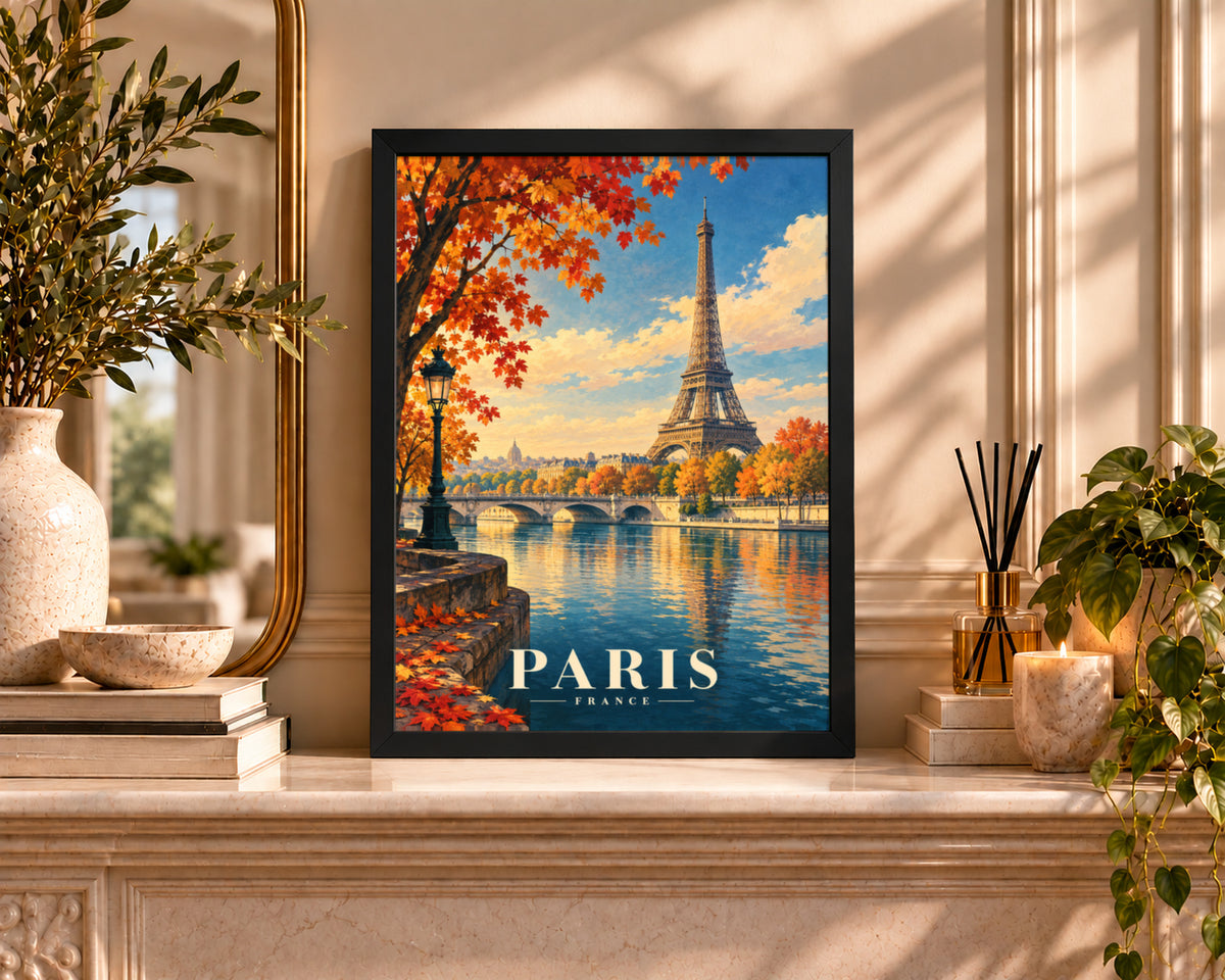 Paris Autumn Eiffel Tower – Vintage Travel Poster