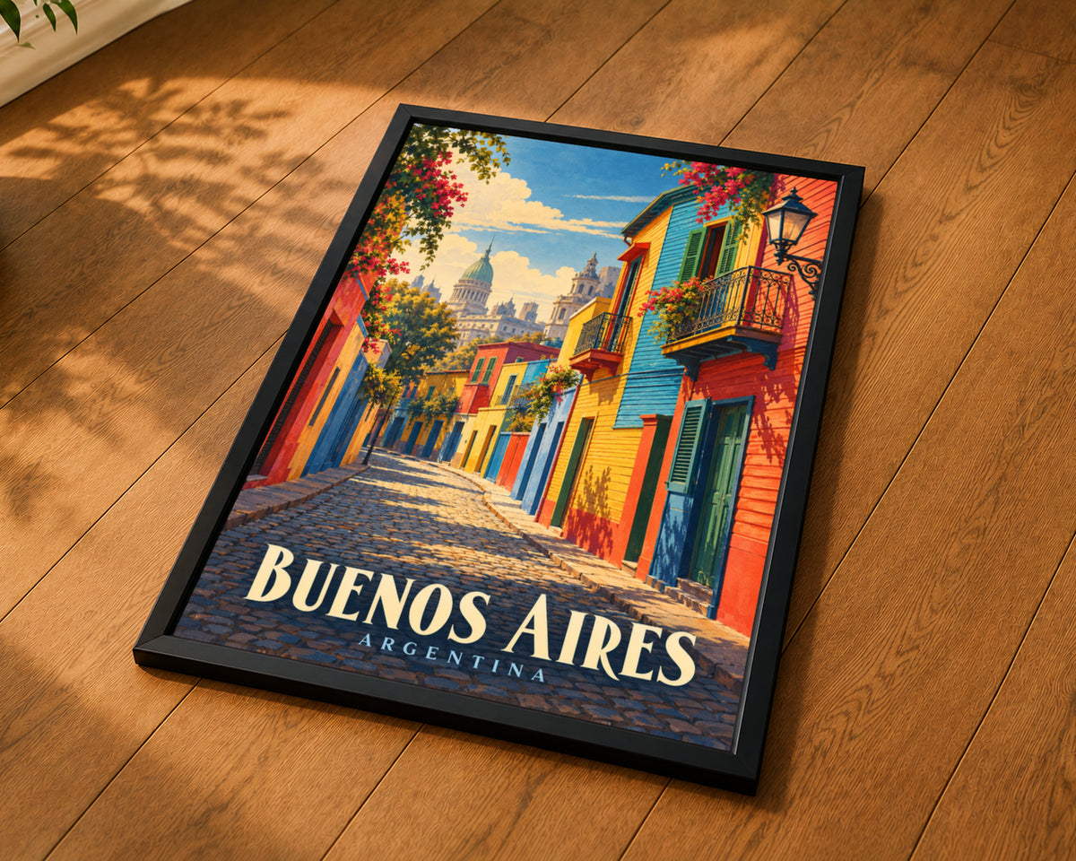Buenos Aires Colorful Street – Travel Postcard Art Print