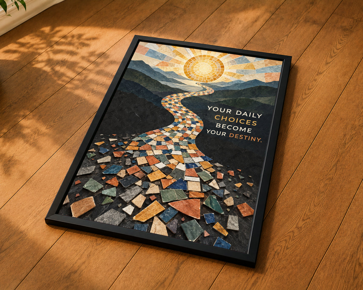 Mosaic Path to Destiny – Motivational Mountain Journey Wall Art
