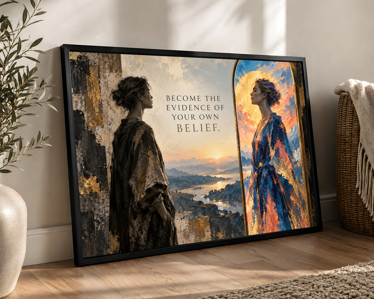 Become the Evidence – Self-Belief Mirror Quote Art Print