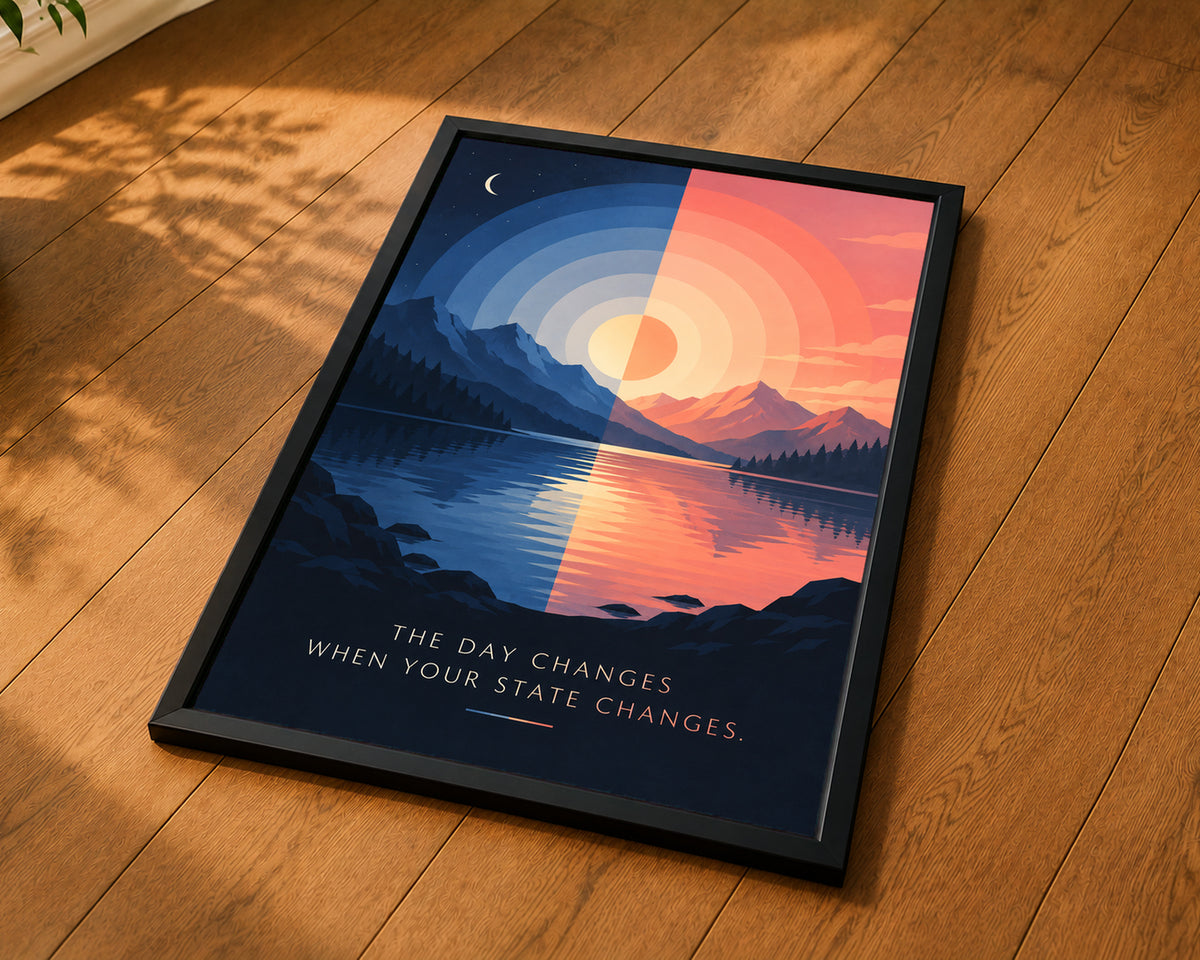Day and Night Mountain Reflection – Motivational Mountain Landscape Poster