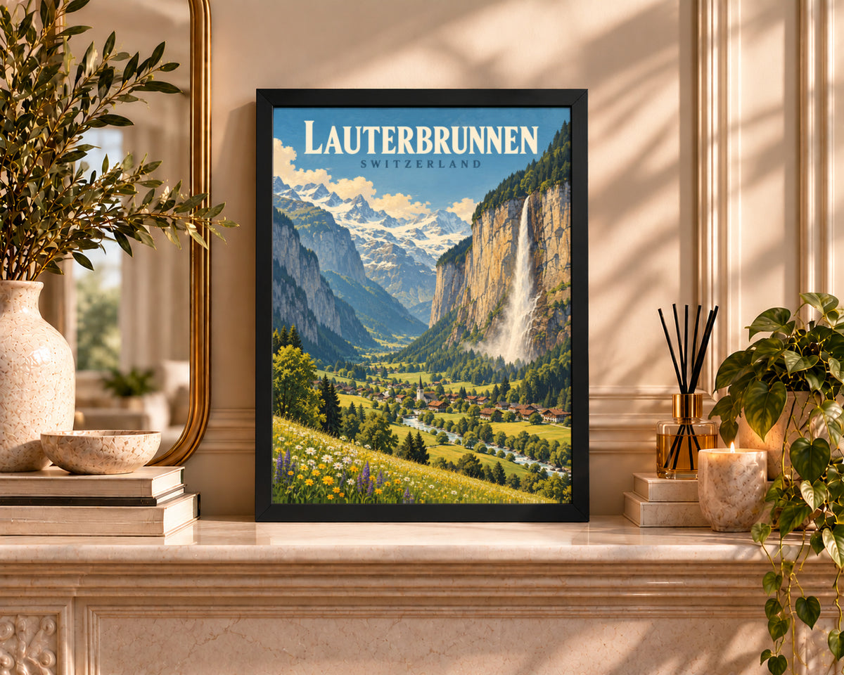 Lauterbrunnen Valley – Swiss Alpine Waterfall Art Print