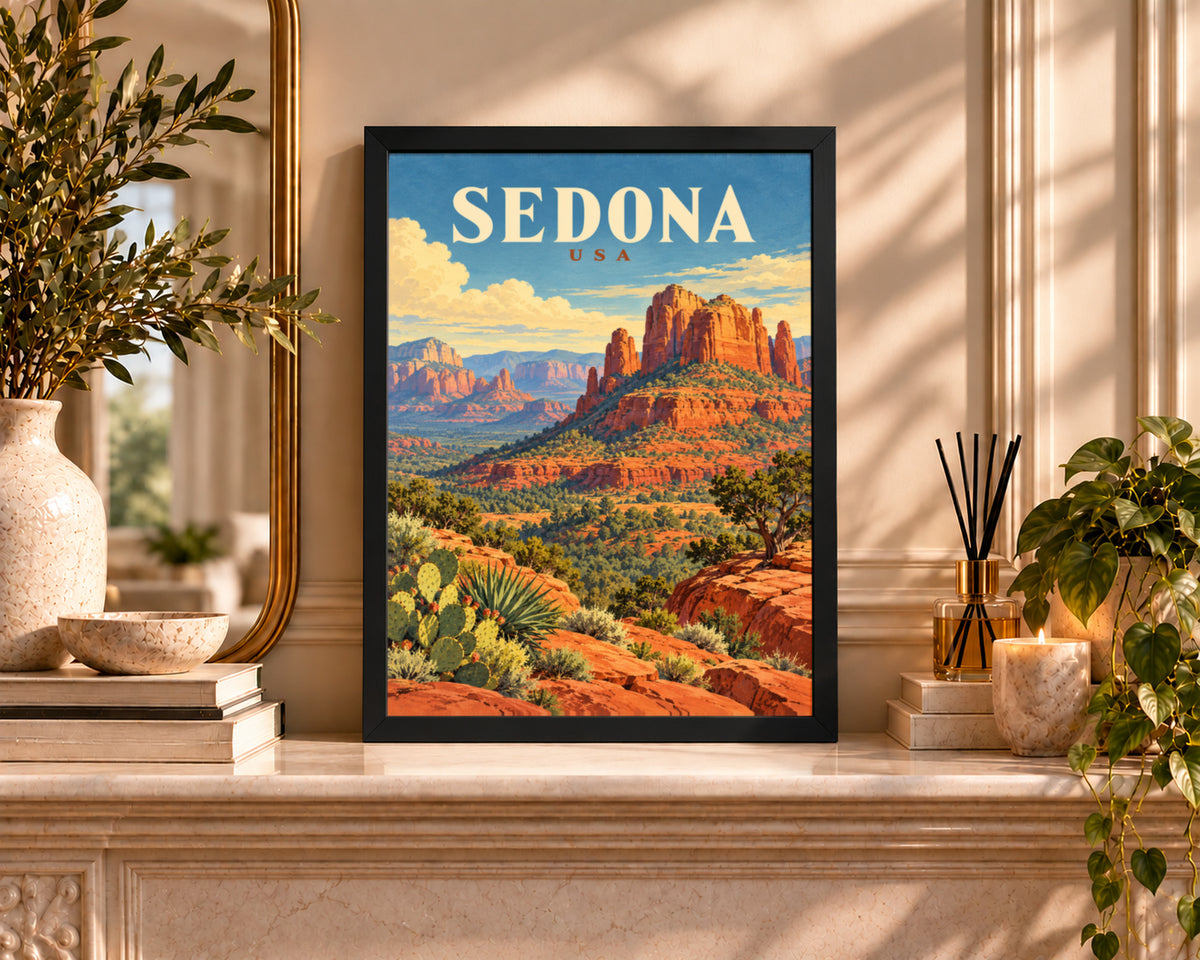 Sedona USA Desert Vista – Retro Travel Poster Wall Art