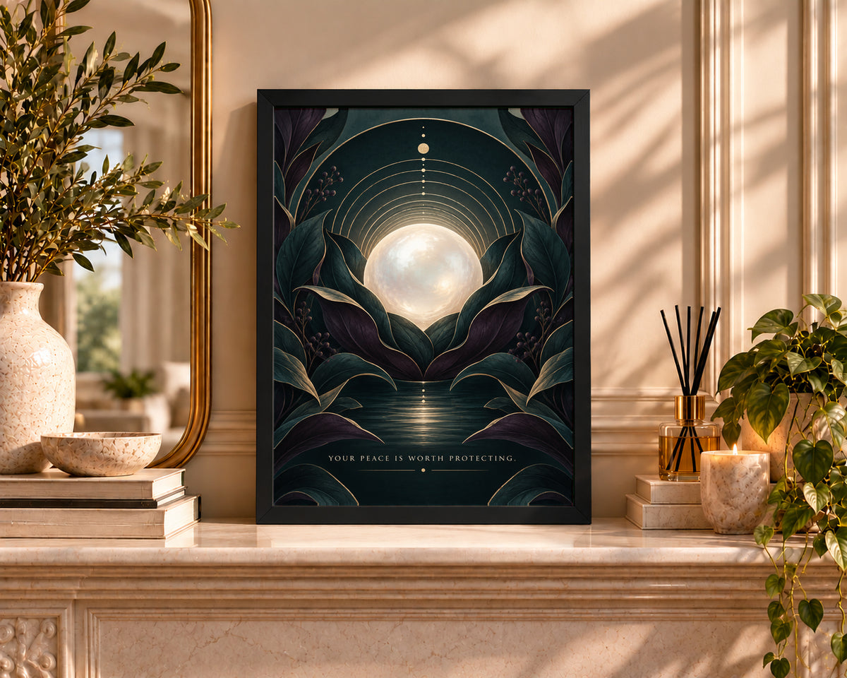 Moonlit Botanical Sanctuary – Art Deco Botanical Wall Art