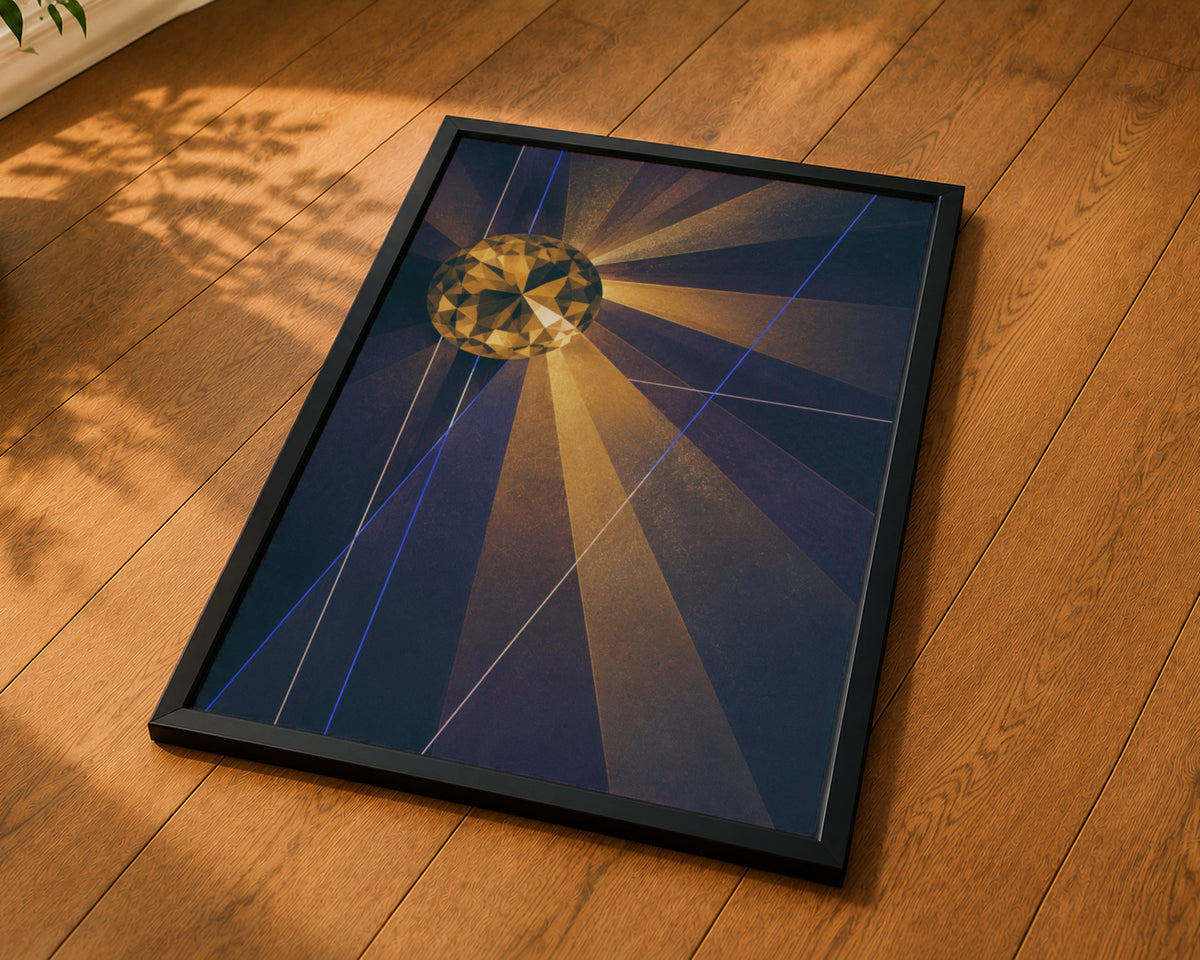 Amber Prism Sunburst – Geometric Abstract Wall Art