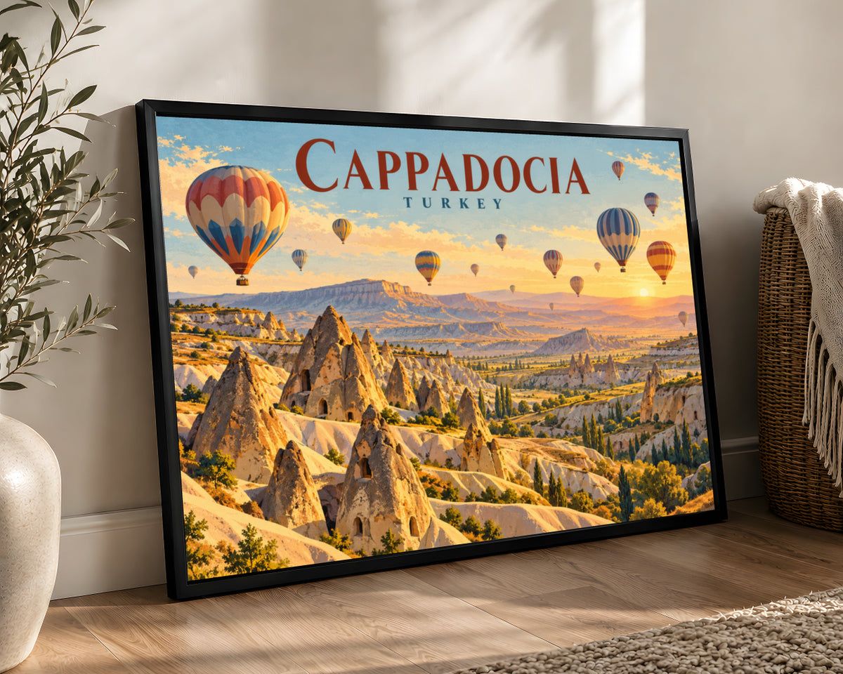 Cappadocia Hot Air Balloons – Vintage Travel Poster Art Print