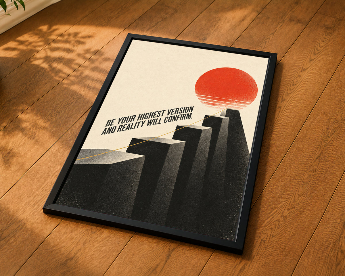 Be Your Highest Version – Retro Motivational Sun Staircase Art Print