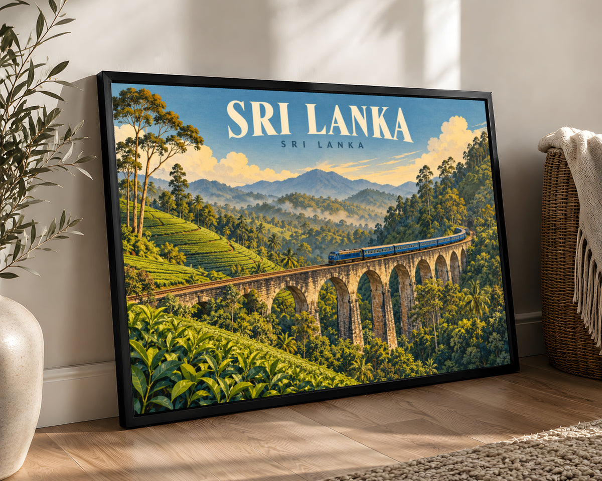 Sri Lanka Railway Viaduct – Retro Travel Landscape Wall Art