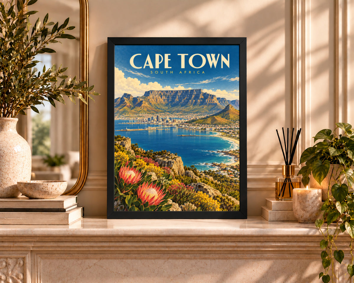 Cape Town South Africa – Vintage Travel Poster Art Print