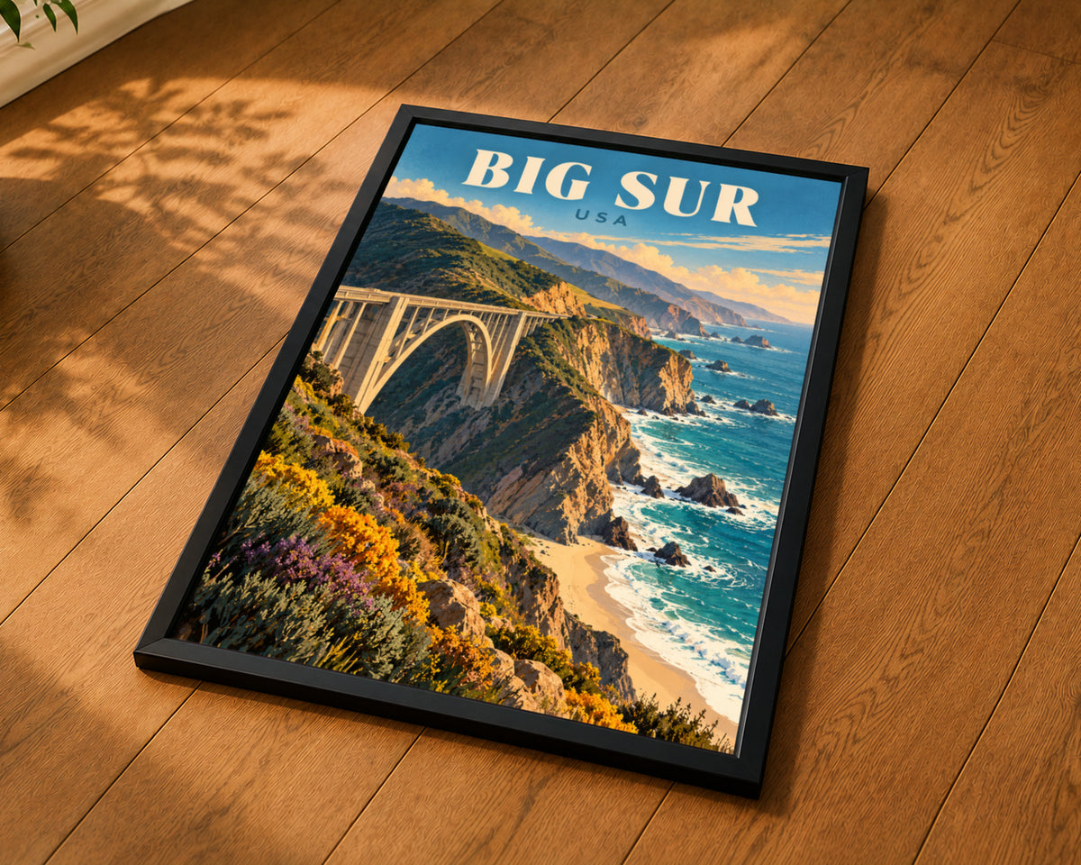 Big Sur Coast Bridge – Vintage Coastal Landscape Art Print