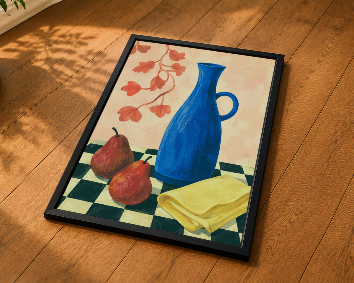 Blue Vase with Pears – Still Life Art Print