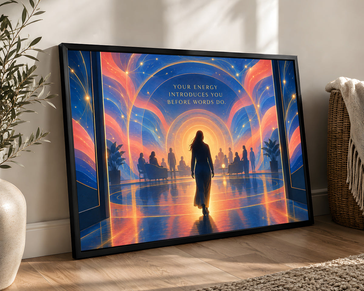 Your Energy Introduces You Before Words Do. – Glowing Silhouette Inspirational Wall Art