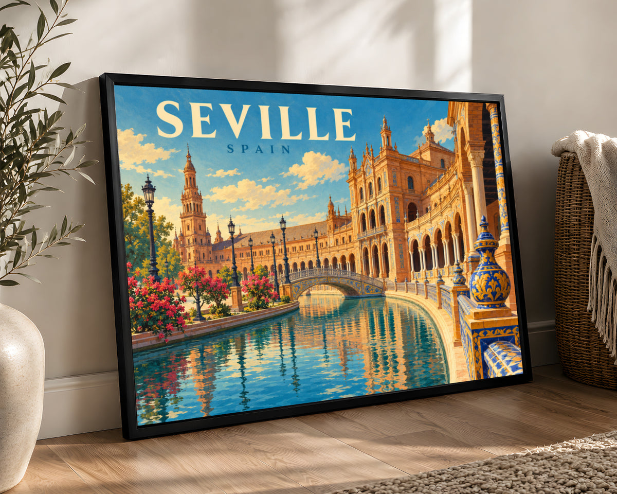 Seville Spain Canal Pavilion – Vintage Travel Poster Wall Art