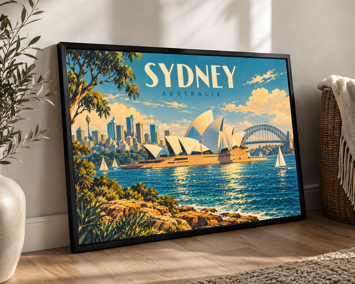 Sydney Harbour Skyline – Retro Travel Poster Art Print