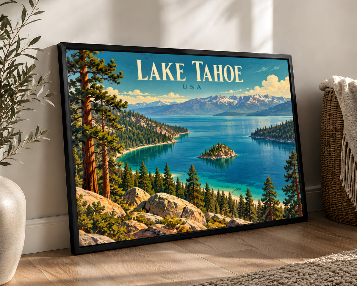 Lake Tahoe Vista – Vintage Travel Poster Wall Art