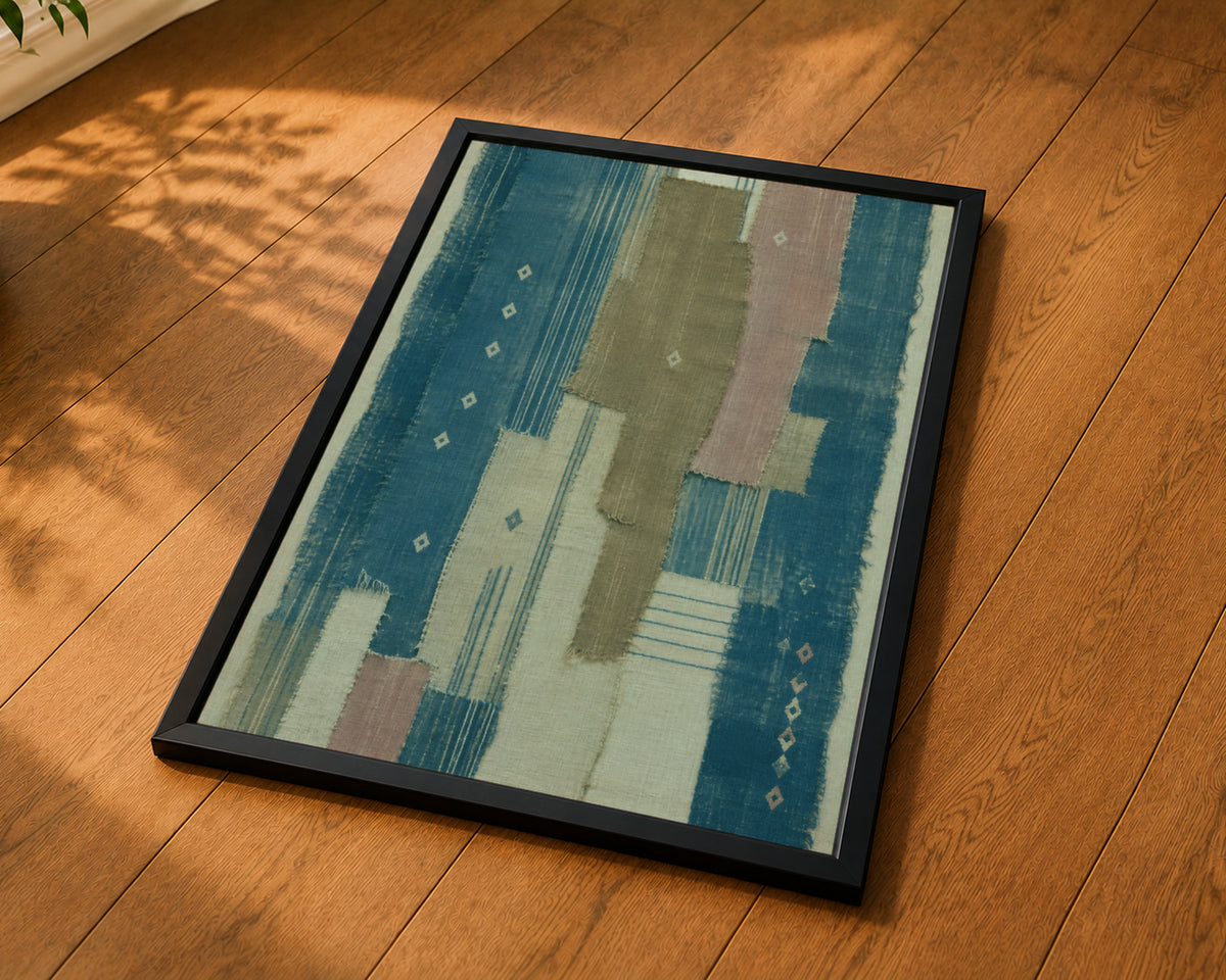 Patchwork Textile Abstract – Textile-Inspired Geometric Wall Art