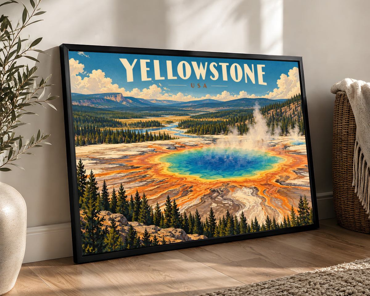 Yellowstone Geyser Basin – Vintage Travel Poster Art Print