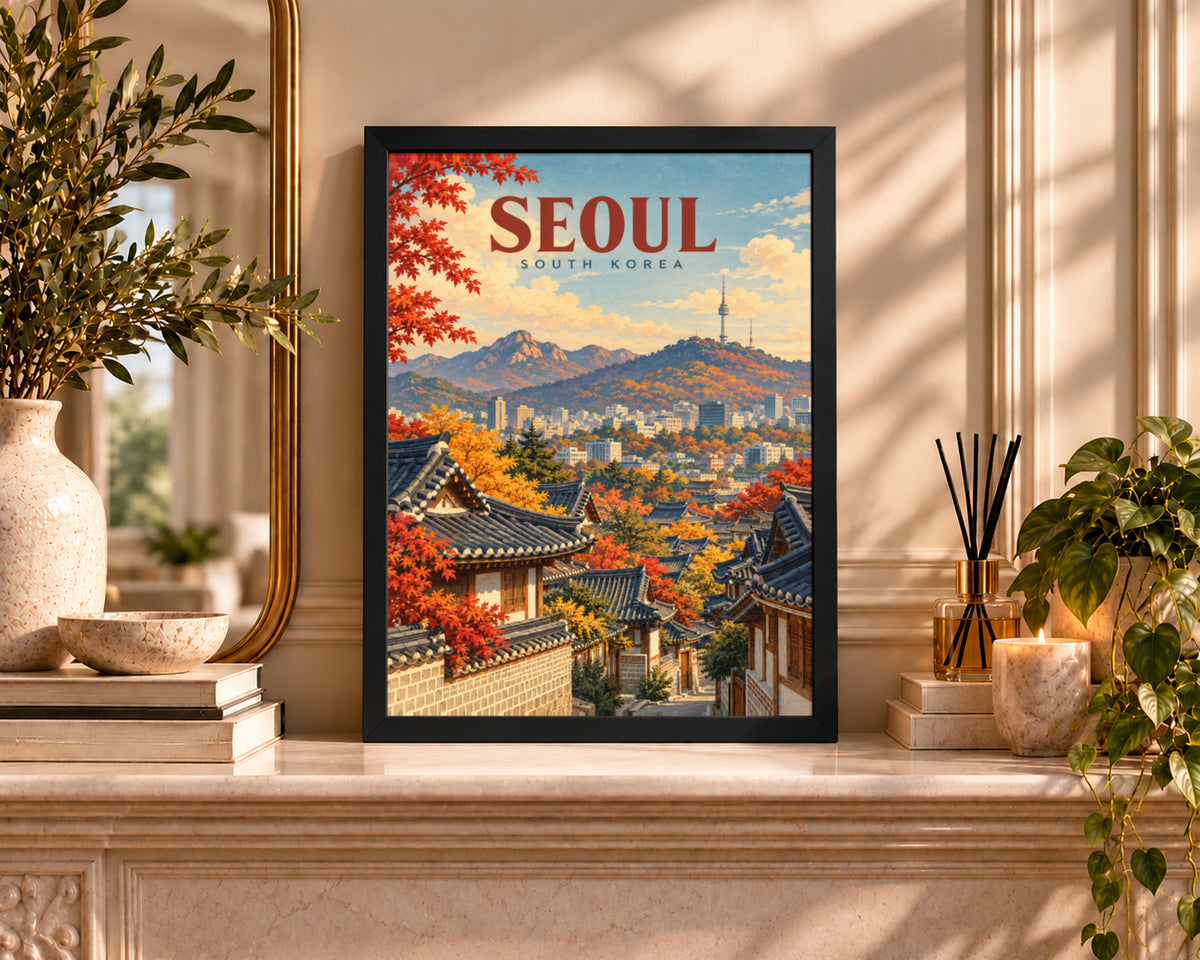 Seoul Autumn Skyline – Seoul South Korea Travel Poster