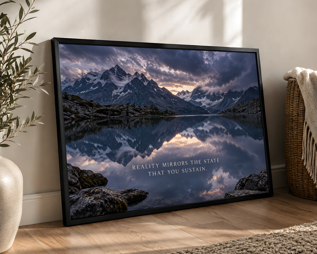 Mirror Lake Mountains – Self-Reflection Alpine Landscape Art Print