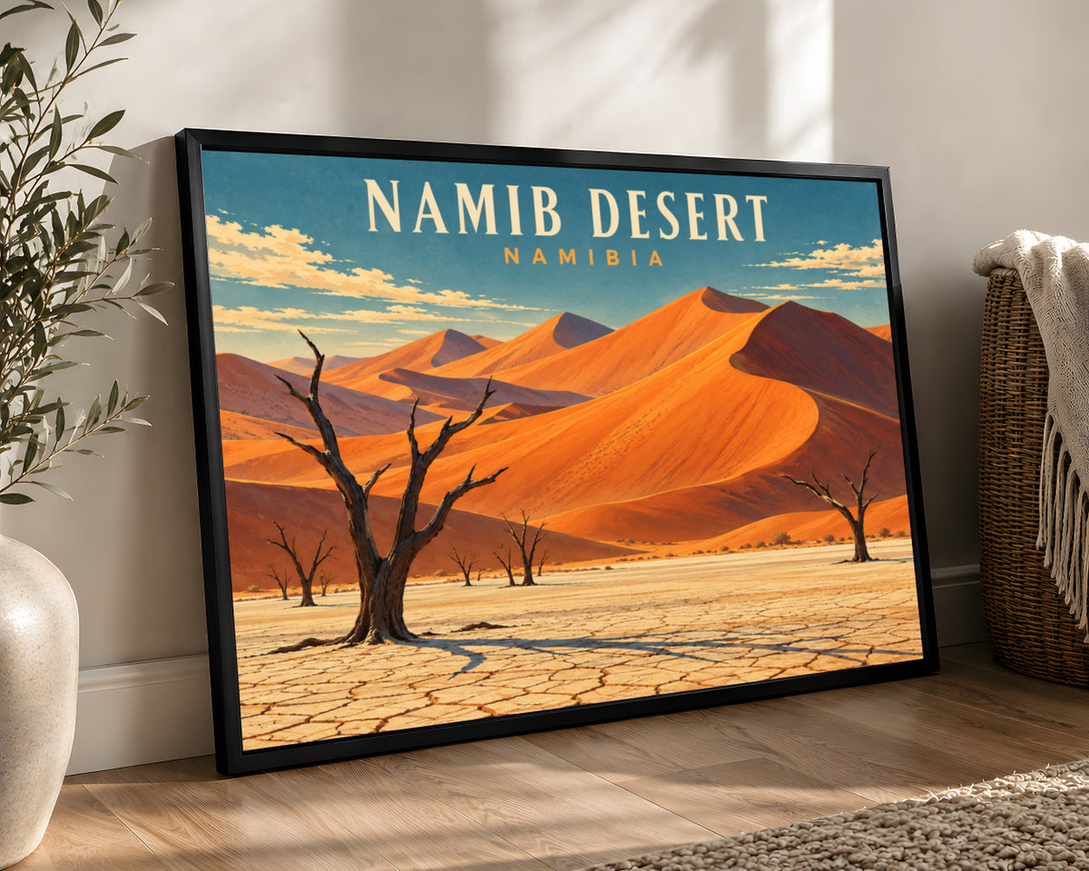 Namib Desert Landscape – Retro Travel Poster Wall Art