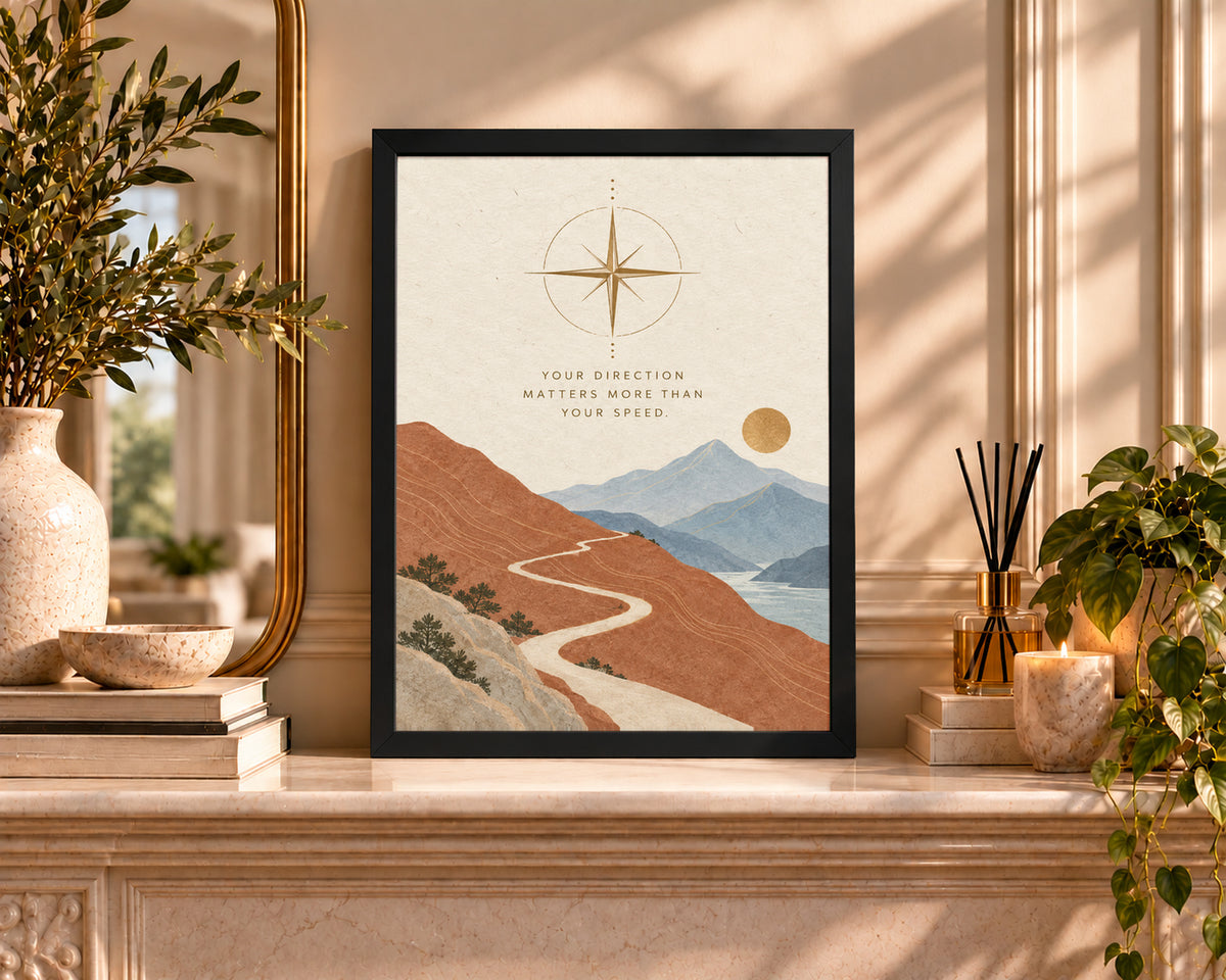 Your Direction Matters – Vintage Compass Journey Art Print