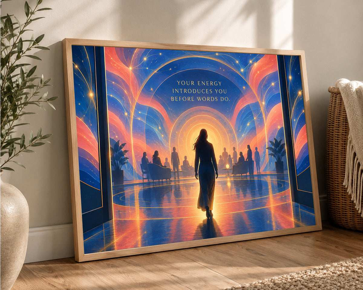 Your Energy Introduces You Before Words Do. – Glowing Silhouette Inspirational Wall Art
