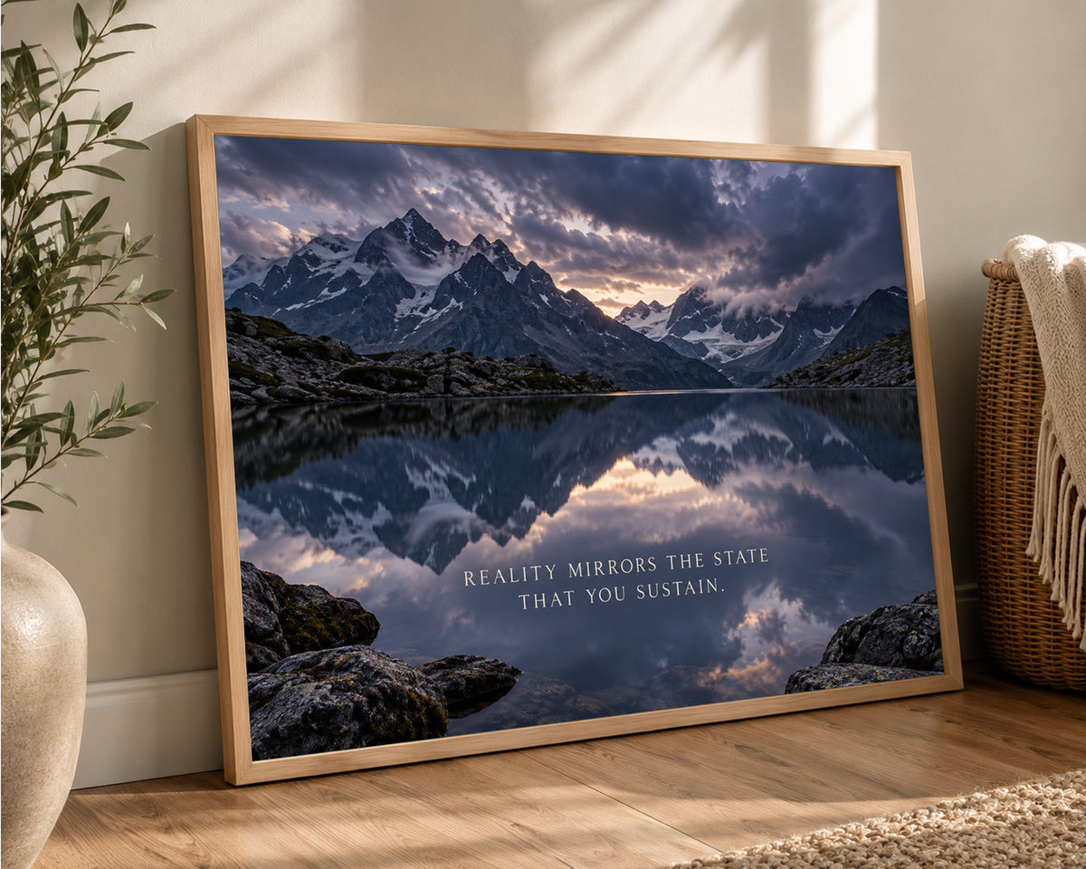 Mirror Lake Mountains – Self-Reflection Alpine Landscape Art Print