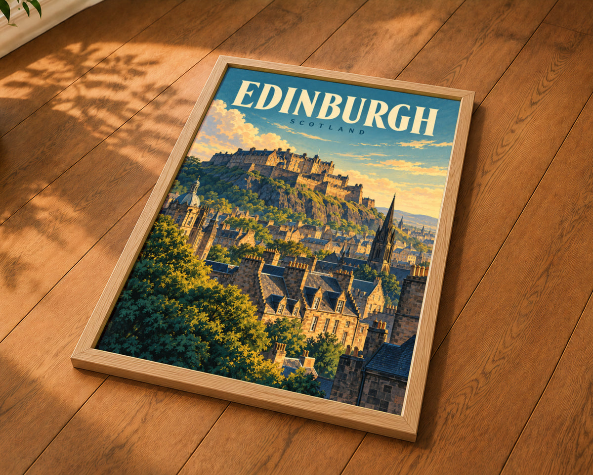 Edinburgh Skyline – Retro Travel Poster Art Print