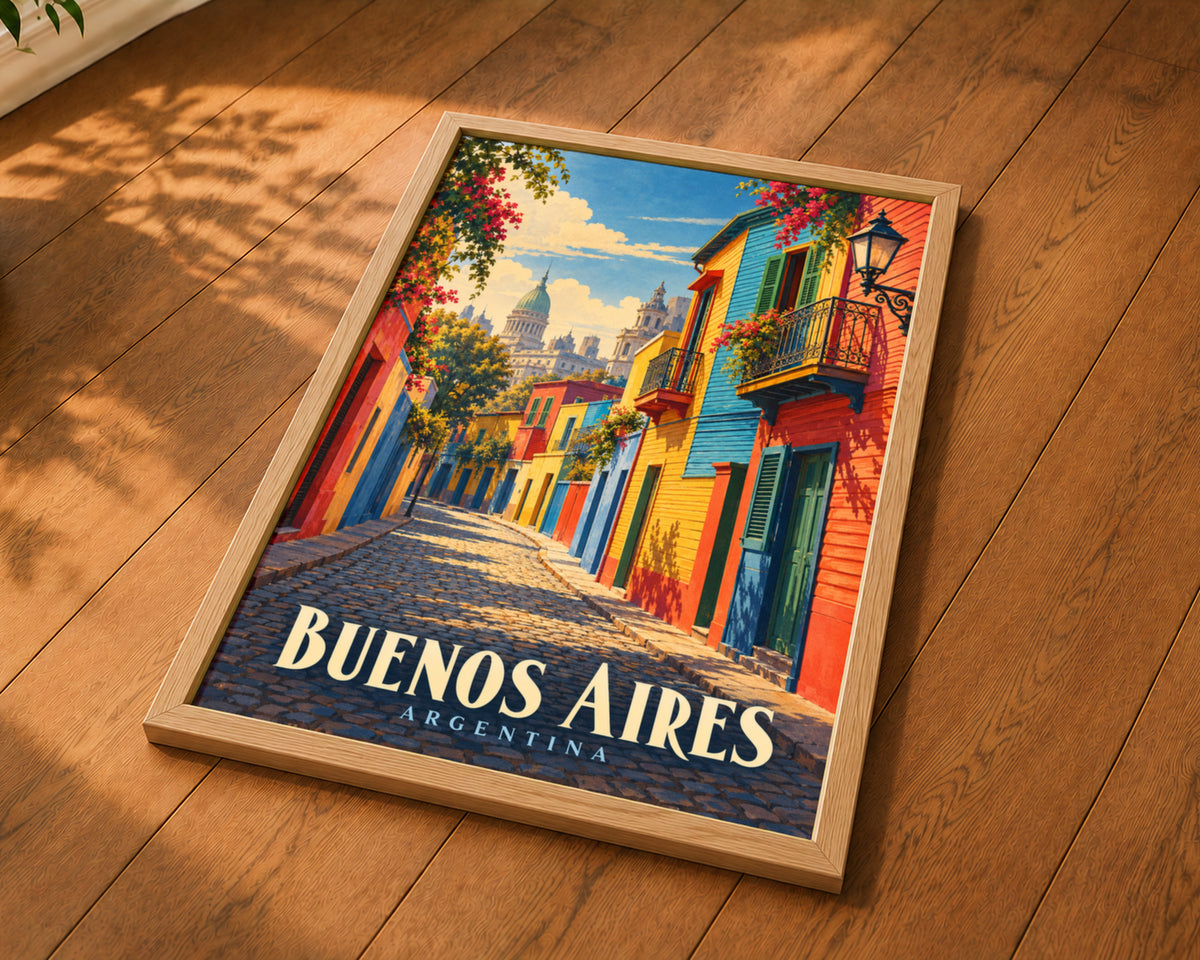 Buenos Aires Colorful Street – Travel Postcard Art Print