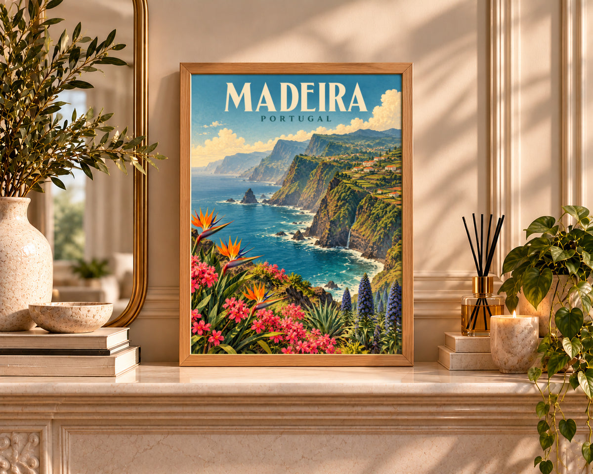 Madeira Coast Poster – Vintage Travel Landscape Wall Art