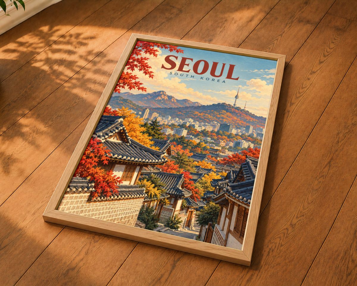 Seoul Autumn Skyline – Seoul South Korea Travel Poster