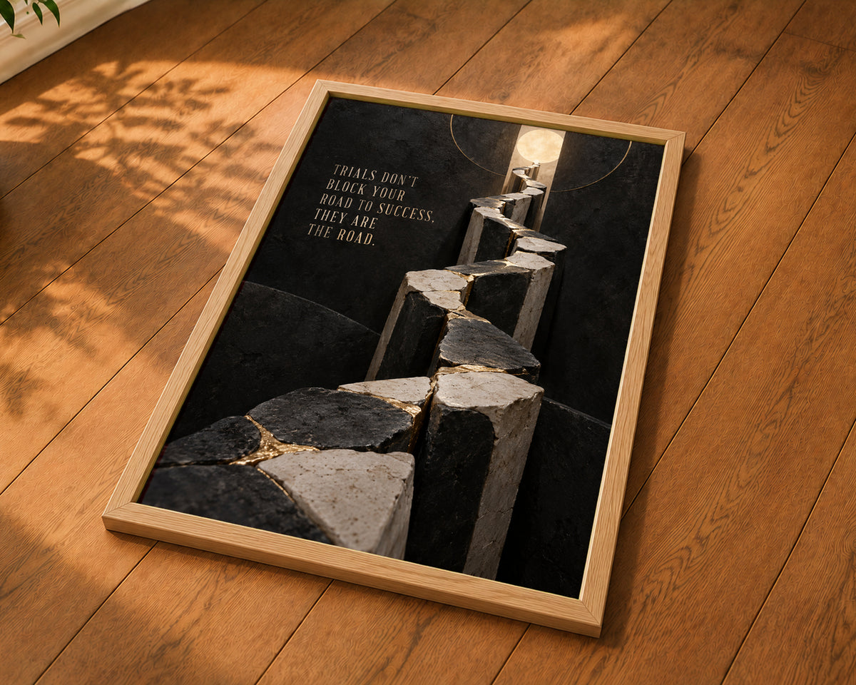 Trials Don't Block Your Road – Motivational Path to Success Poster