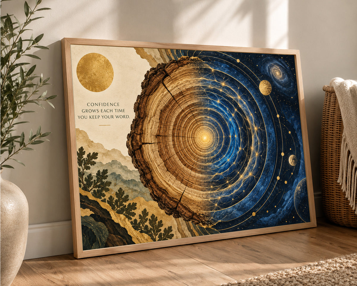 Confidence Growth Cosmic Tree Rings – Motivational Art Poster