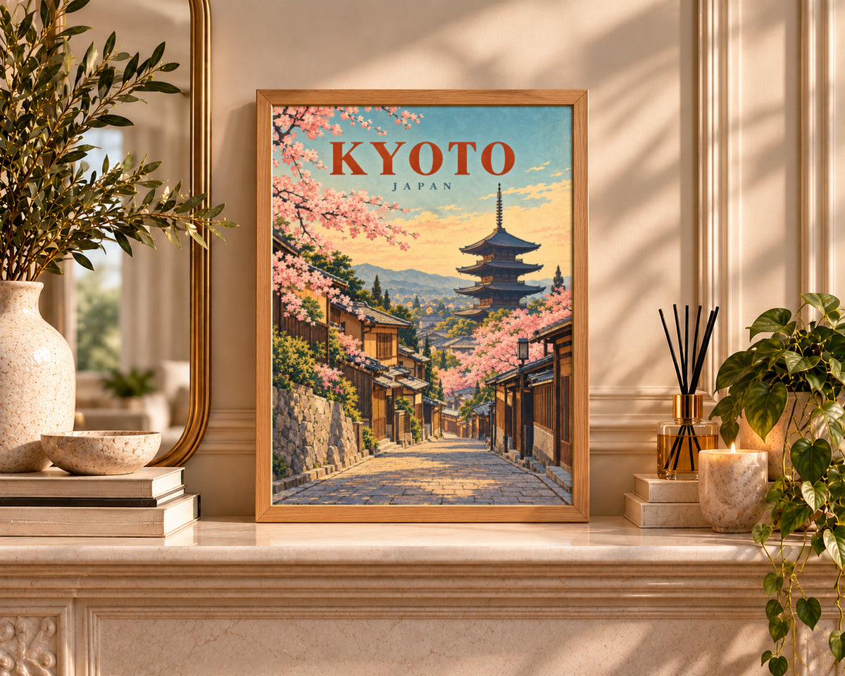 Kyoto Cherry Blossom Street – Japan Travel Poster Wall Art
