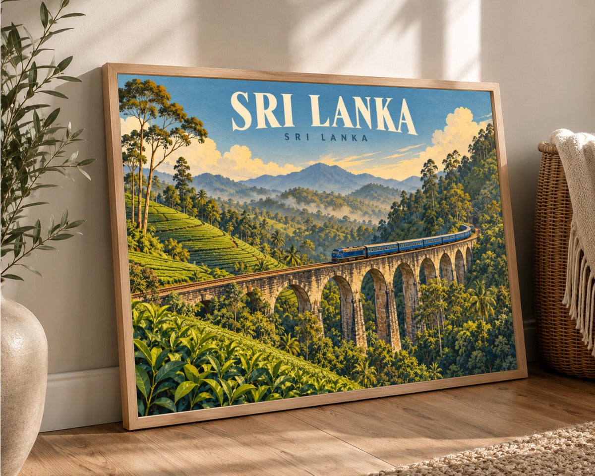 Sri Lanka Railway Viaduct – Retro Travel Landscape Wall Art