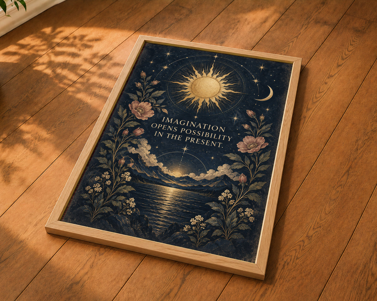 Celestial Imagination Bloom – Inspirational Quote Art Print