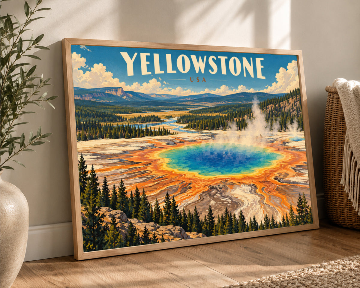 Yellowstone Geyser Basin – Vintage Travel Poster Art Print
