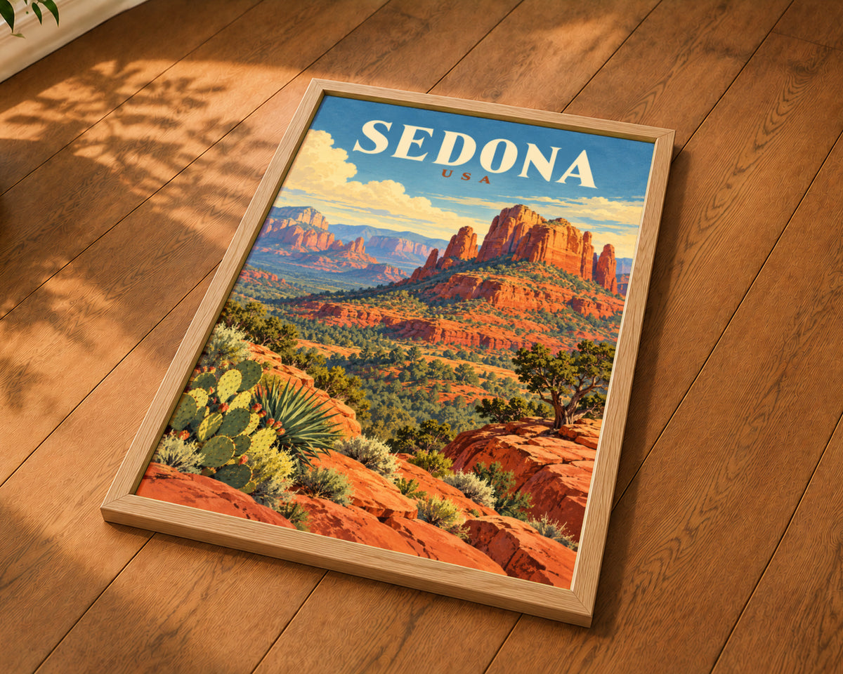 Sedona USA Desert Vista – Retro Travel Poster Wall Art