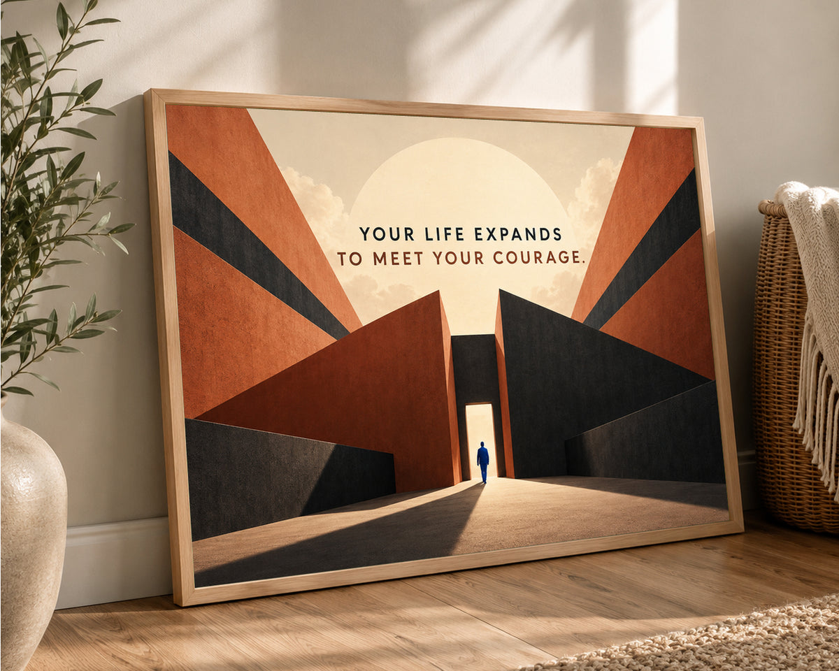 Courage Through the Gate – Motivational Minimalist Art Print