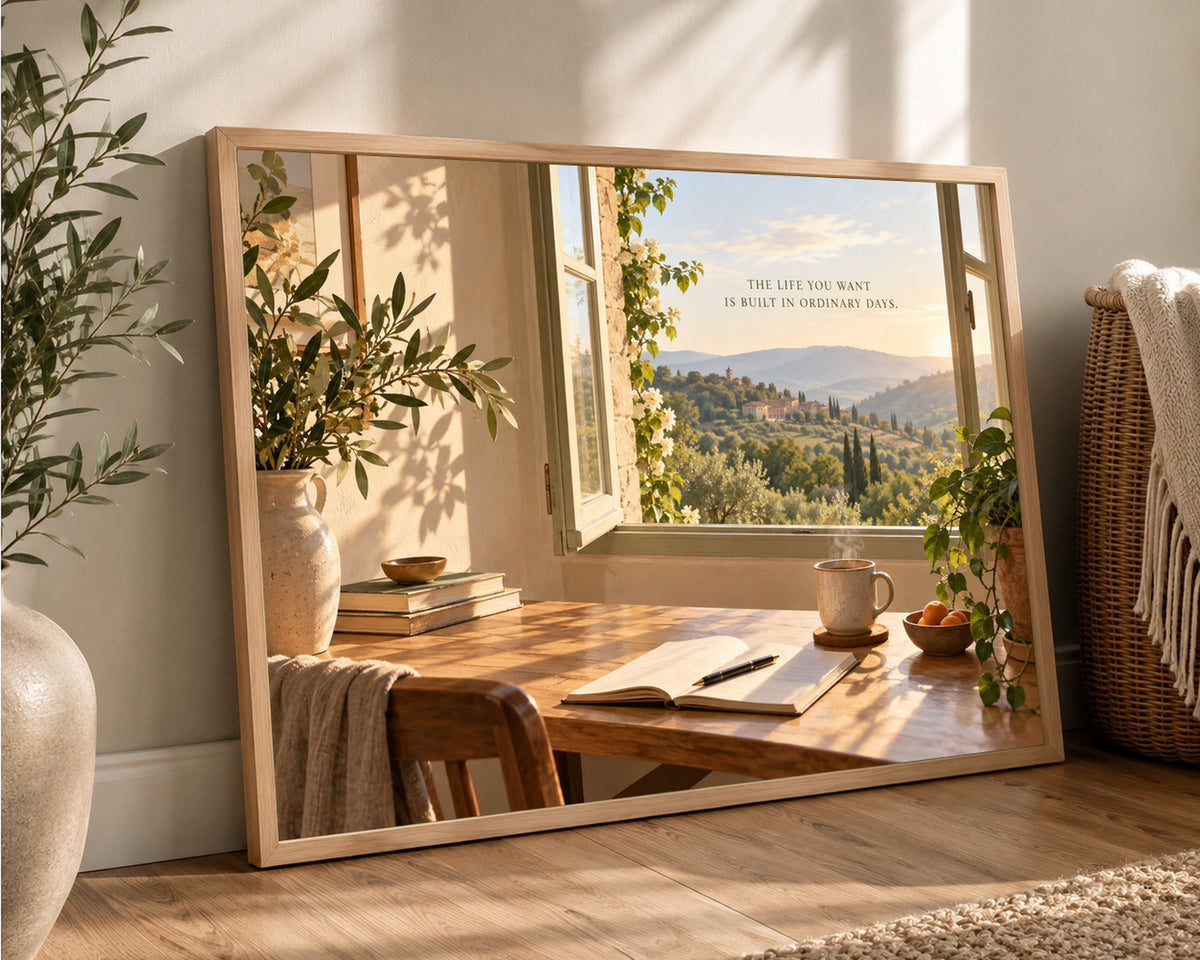 Sunlit Window Desk with Country View – Ordinary Days Wall Art